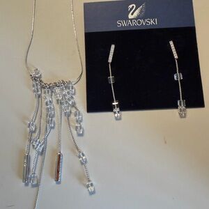 Swarovski Silver Cascade Necklace & Earrings with Crystal Accents